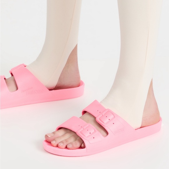 Freedom Moses Two Band Slides, Size 6/7, Color Glow (Hot Pink) - Picture 1 of 6